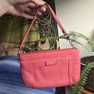 Y2k Coach Salmon Pink Leather Wristlet